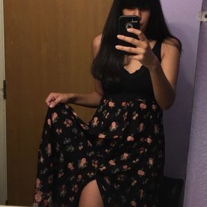 Black floral skirt